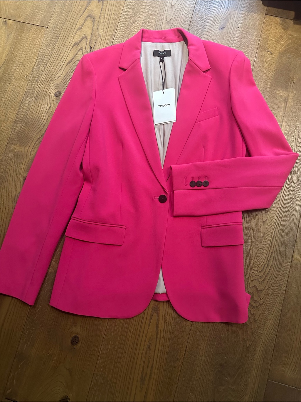 Theory Bright Pink Single-Button Blazer
